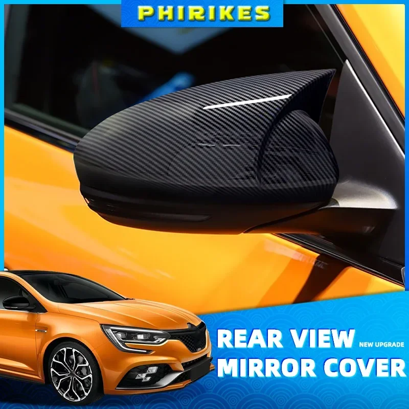

New Bat Style High Quality Abs Plastic 2 Pieces Mirror Covers Caps RearView Case Gloss Black For Renault Megane 4 2016 - 2019