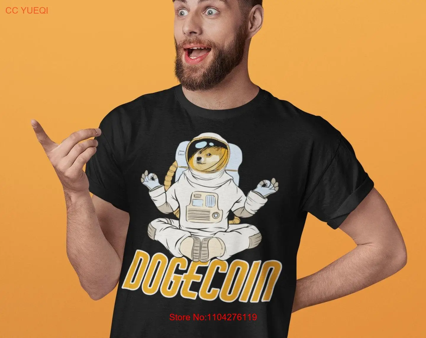 قميص رجالي Dogeocin Zen Moon Crypto T Dogecoin DOGE Cryptocurrency بأكمام طويلة أو قصيرة