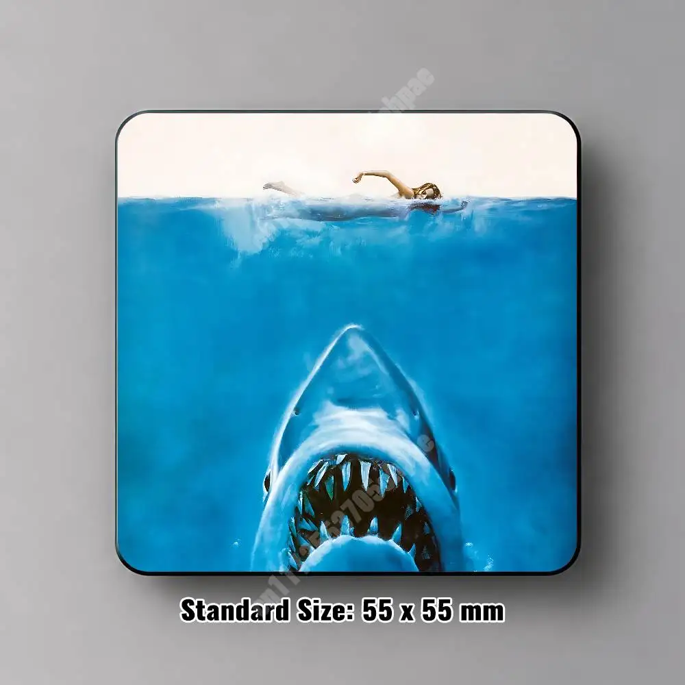 J-JAWS 1975 Steven Movie Spielberg Magnetic Sticker Reflective Fridge Decal for Metal Surfaces Magnet Sign