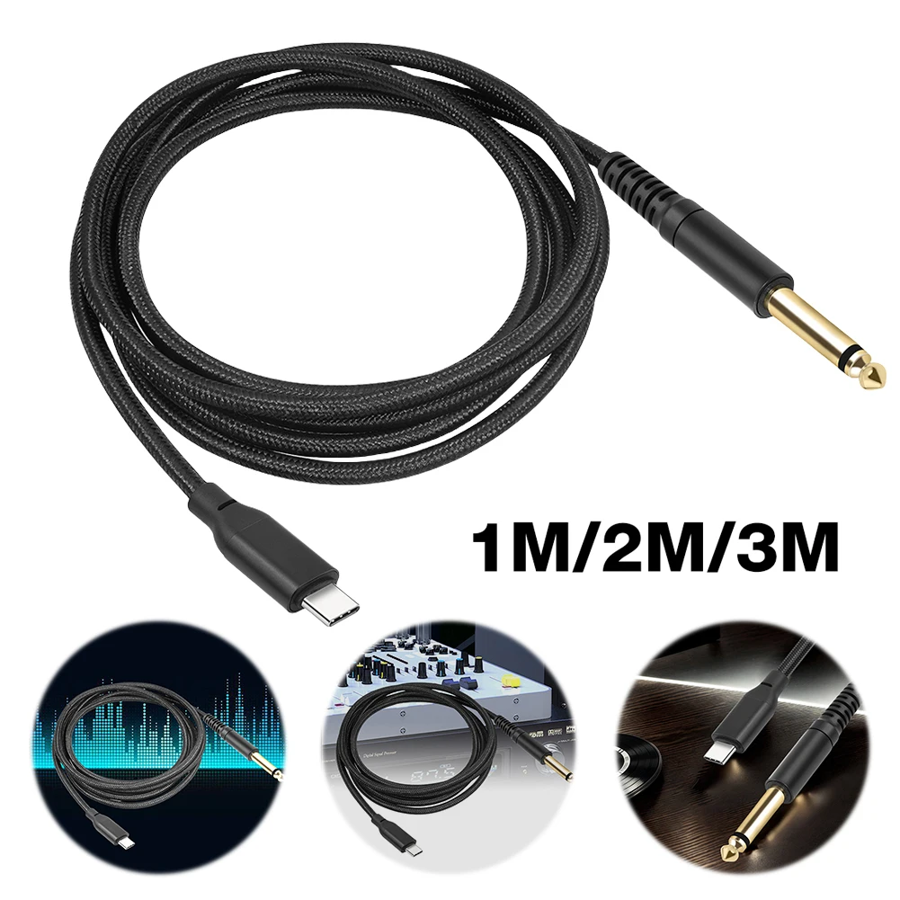 1/2/3M Type C To 6.35mm Aux Jack Cord with Gold-Plated Connector 1/4 Inch TS To USB-C Audio Cable for iPhone 15 iPad  Book