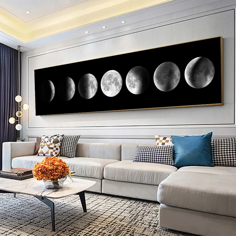 decoracion habitacion Pósteres de la fase lunar en blanco y negro, impresiones artísticas en lienzo, arte de pared nórdico, pintura abstracta, imagen de pared para decoración del hogar y sala de estar
