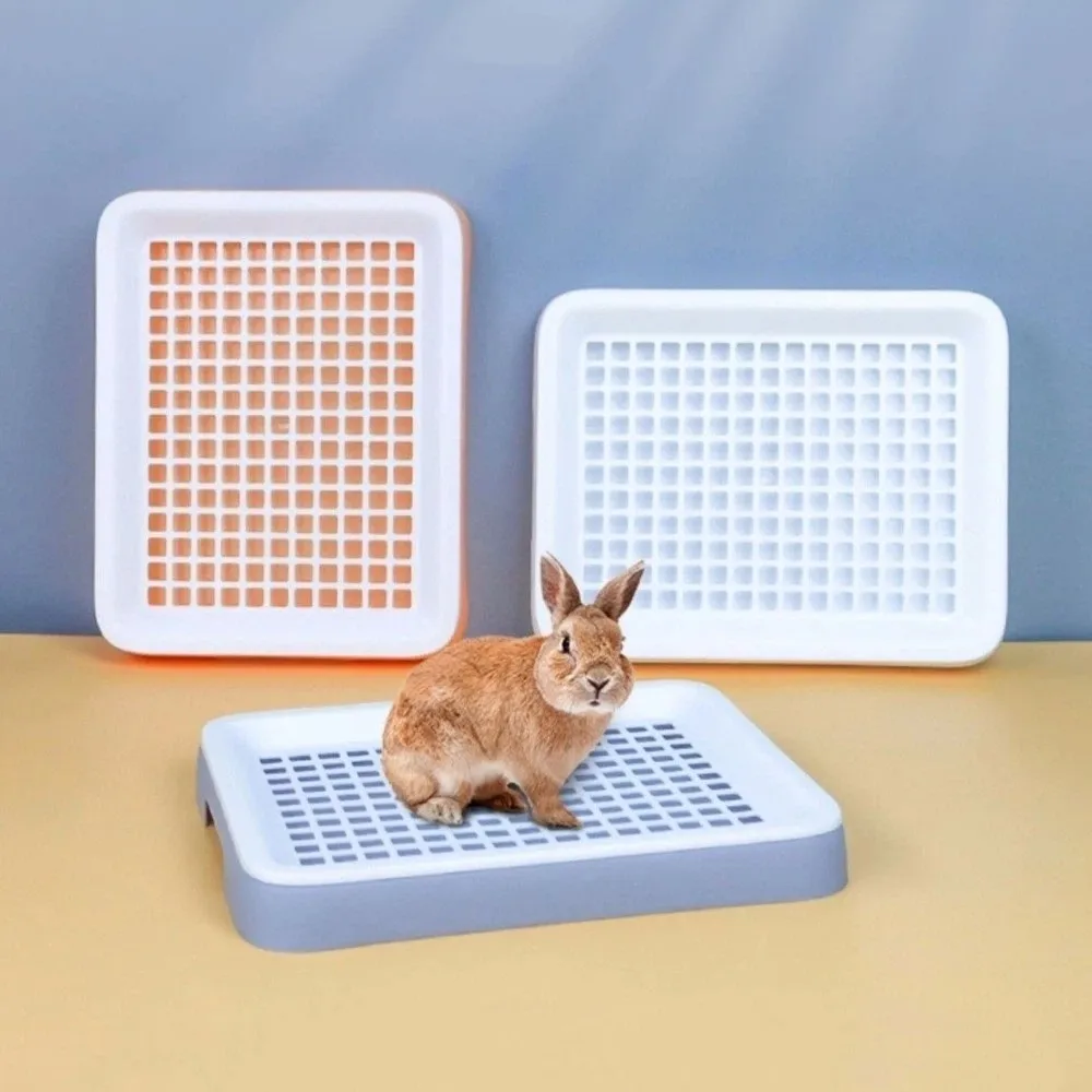 Double Layer Rabbit Training Toilet Removable Tray Non-Slip Thick Bottom Small Animal Litter Box High Side Grid Splash-Proof