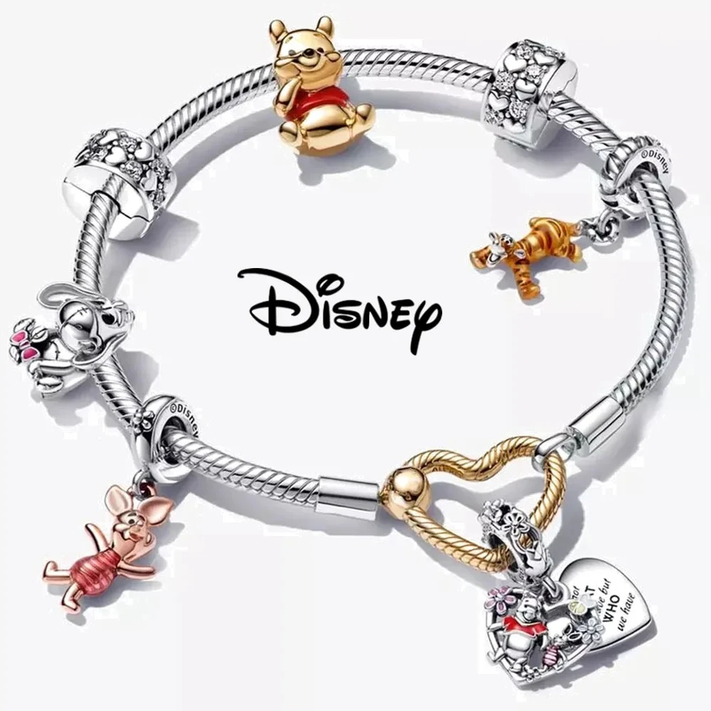 MINISO Disney Winnie the Pooh Tigger Charms S925 Beads Fit Bracelet Sterling Silver DIY Jewelry Kids Women Birthday Accessories