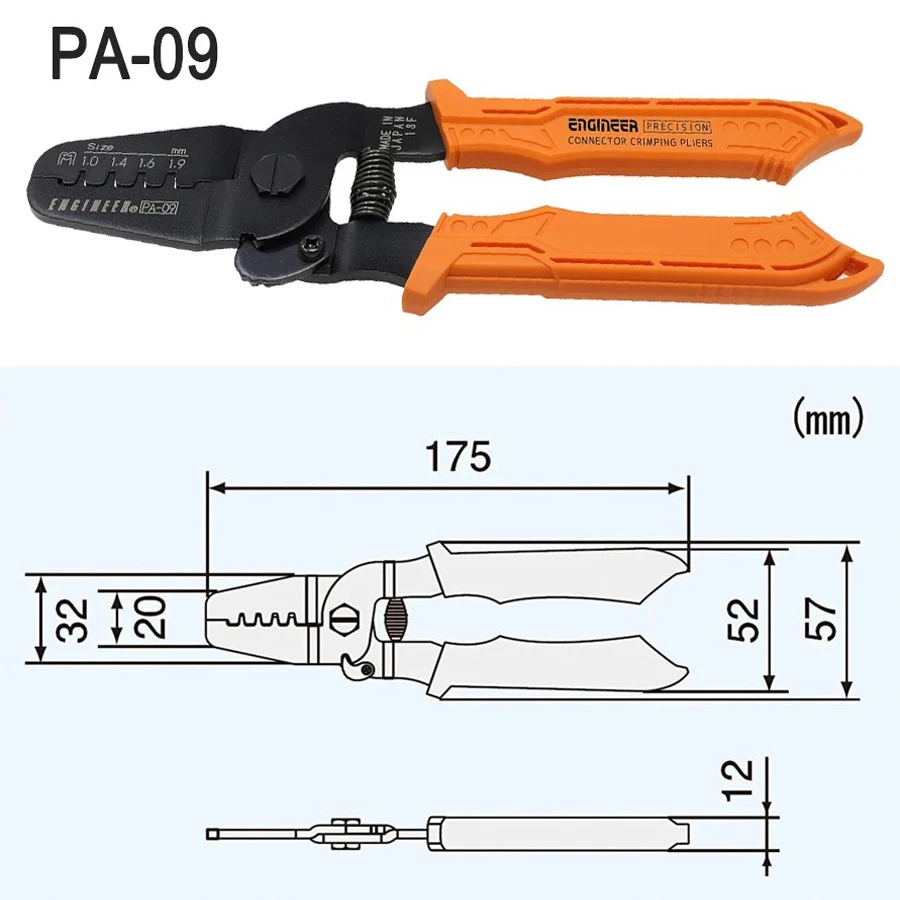 ENGINEER PA-09 Precision Crimping Pliers Precision Wire Strippers Micro Connector Pliers Oil-Resistant Grip Hand Tools