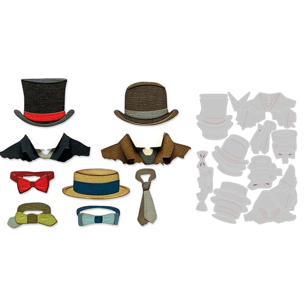 

Top Hats,collars,bow,ties,ties,retro Style Metal Cutting Die Embossing Diecut for Diy Card Making Scrapbooking Crafting Supplies