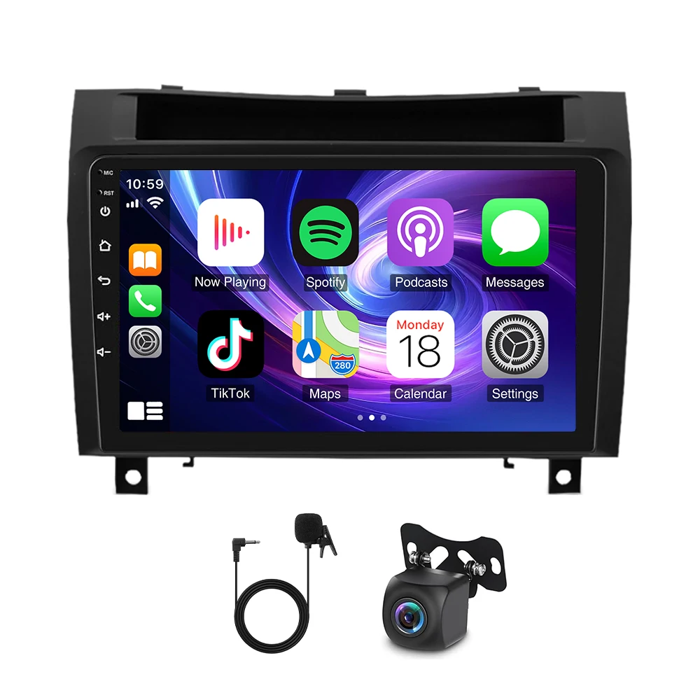 Android 14 Radio Stereo Fit For CarPlay/Android Auto 4+64G Car GPS Navigation Head Unit RDS 9inch For Benz SLK 2004 - 2011