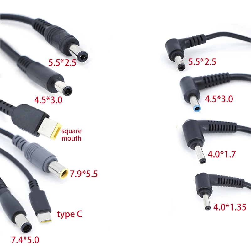 

20AWG 5A DC Power Cable Cord Connector 5.5x2.5 4.5x3.0 7.9 7.4mm x 5.0 4.0x1.7mm Jack Plug Charger Adapter Supply for pc Laptop