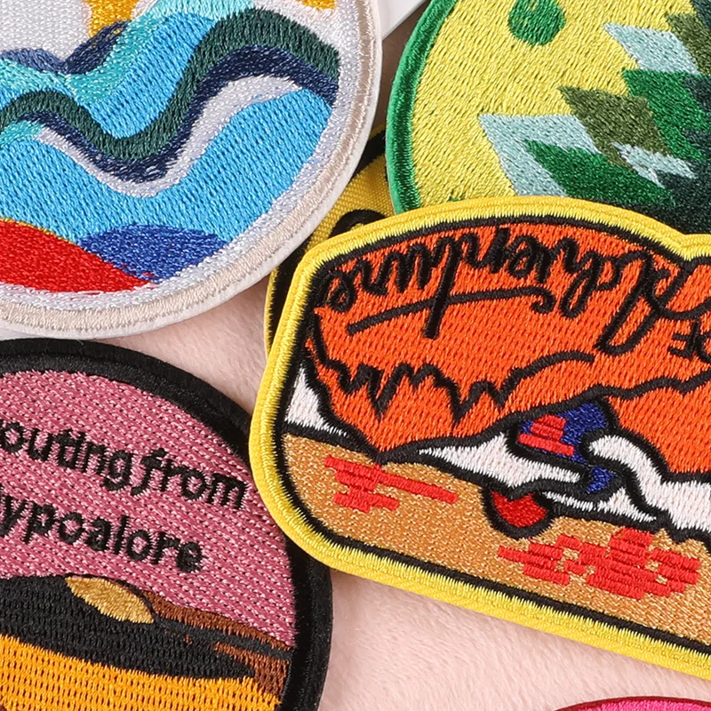 DIY Clothing Repair Embroidered Patch Round Embroidered Badge Garment Accessory Iron on Applique Patch