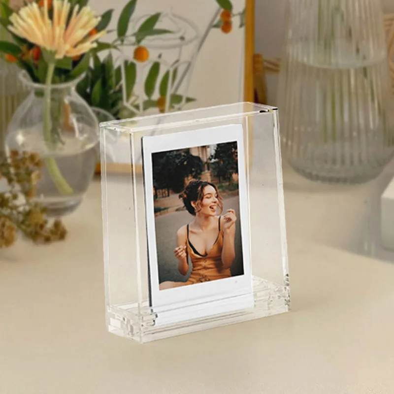 Ins Style تخزين الصور مع إطار مربع شفاف على الوجهين ، 3 "، SQ ، Instax Mini 12 ، 11 ، 8 ، 9 ، 7 ، مربع ، SQ1 EVO