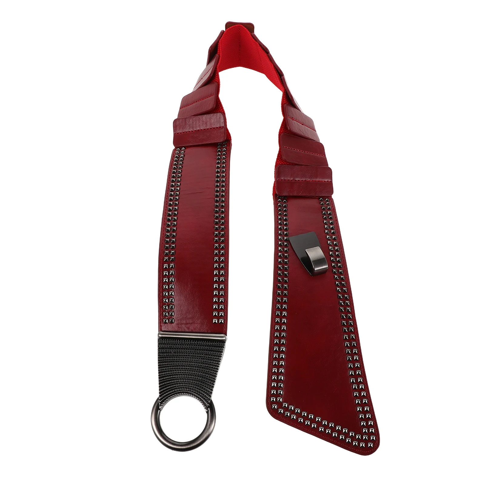 

Punk Style Waist Belt Red Elastic Studded Belt For Women Gothic Rivet Design Stretchy Waistband For Party Festival Outfits