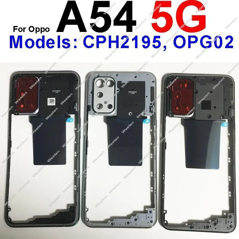 For OPPO A54 A54s 4G 5G Middle Frame Housing Bezel Cover Middle Frame With Side Button Camera Frame Lens Parts