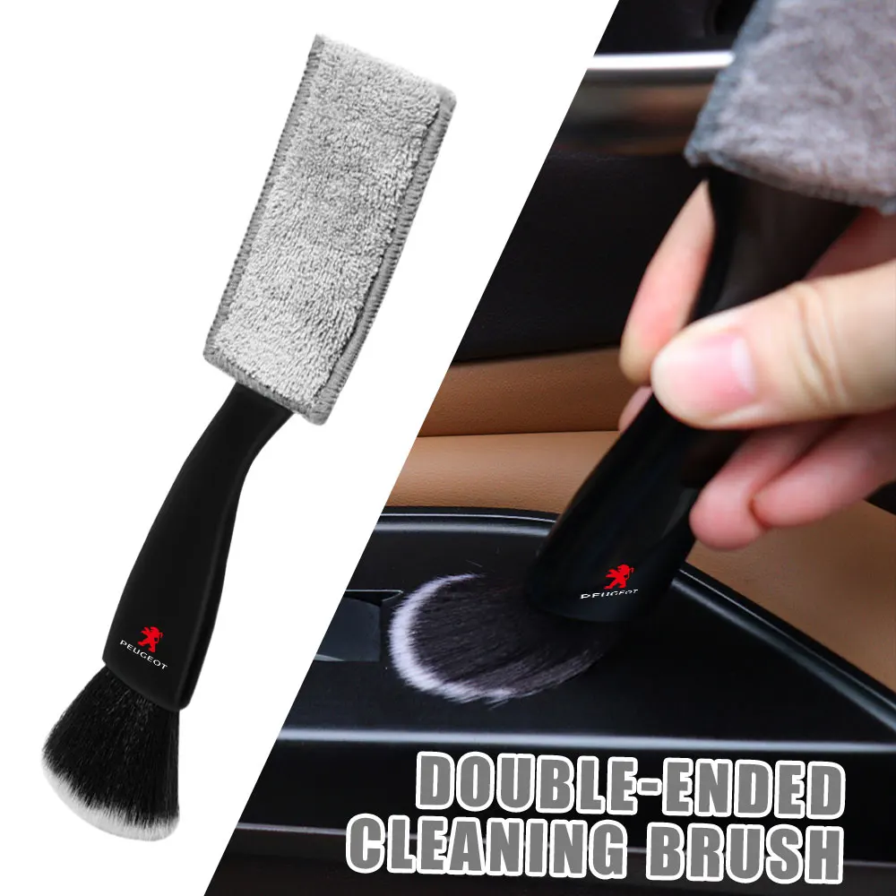 

Double Head soft Brush Car Cleaning Tools air vent Brushes valve For Peugeot 206 207 208 107 2008 3008 408 308 307 accessories