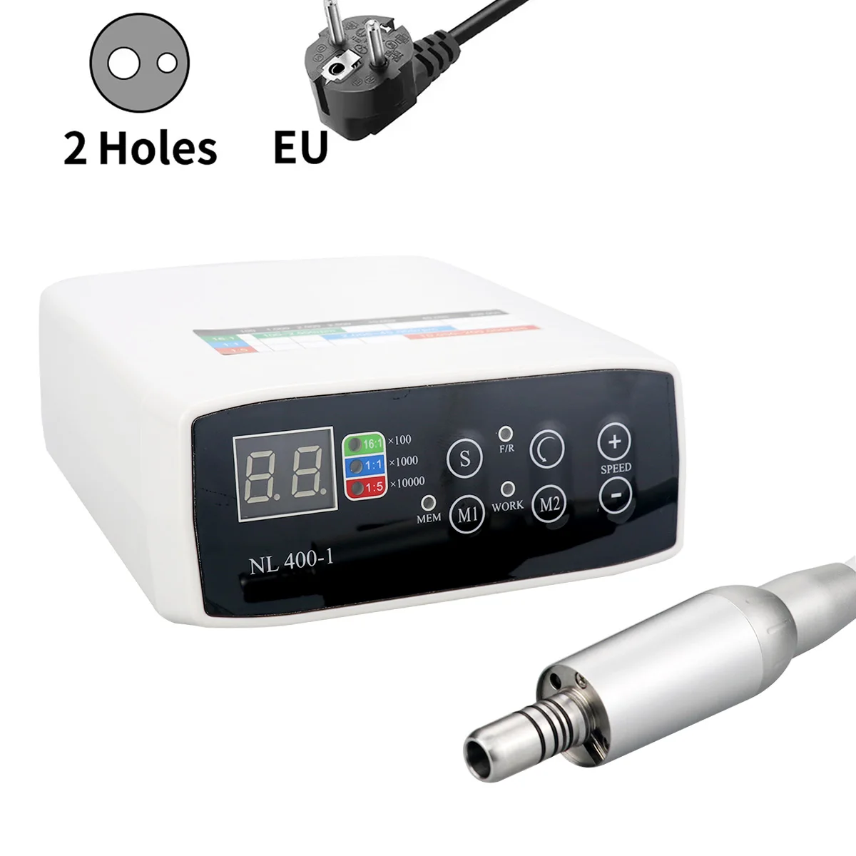 NL 400-1 Tandheelkundige Borstelloze LED Micro Motor Geschikt Voor 1:1/1:5/16:1 E-type Handstuk Tandheelkunde Lab Apparatuur 2/4 Gaten