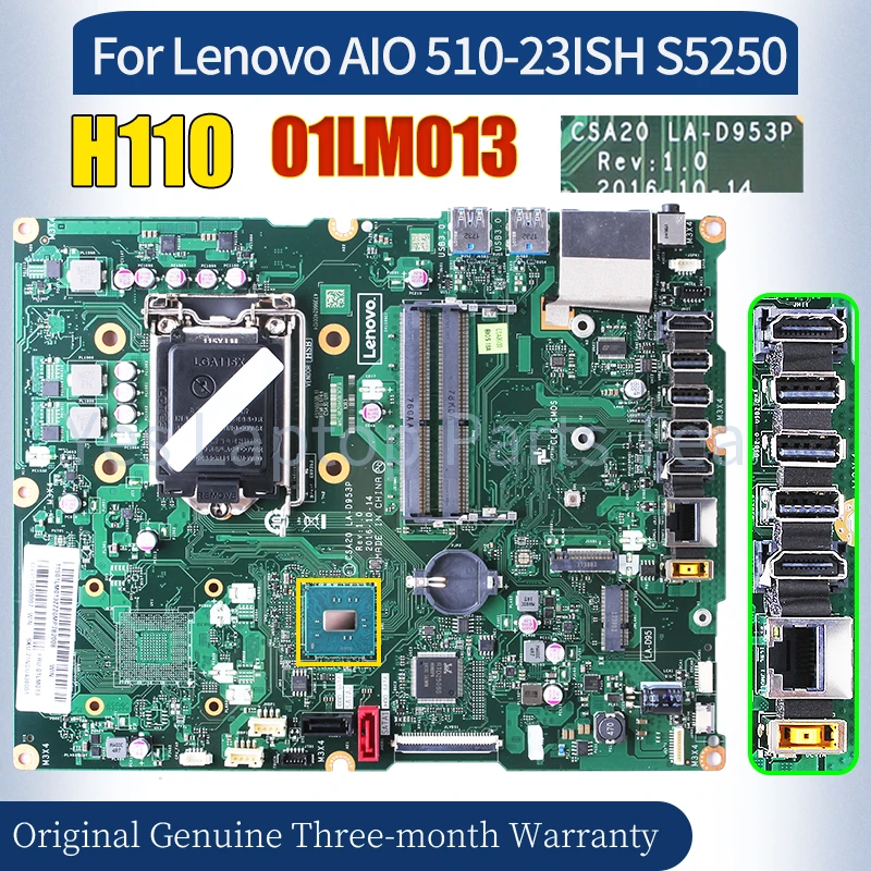 

CSA20 LA-D953P For Lenovo AIO 510-23ISH S5250 Mainboard 01LM013 SR2CA H110 100％ Tested All-in-one Laptop Motherboard