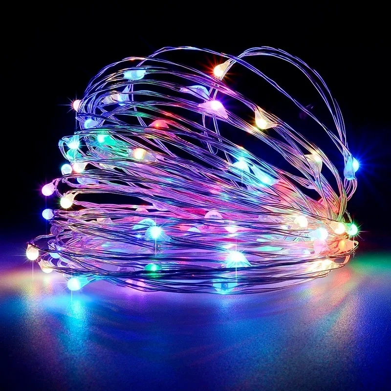 Cadena de luces LED de alambre de cobre, iluminación de vacaciones, hadas para guirnalda de árbol de Navidad, decoración de fiesta de boda, 1M, 2M, 3M, 5M, 10M