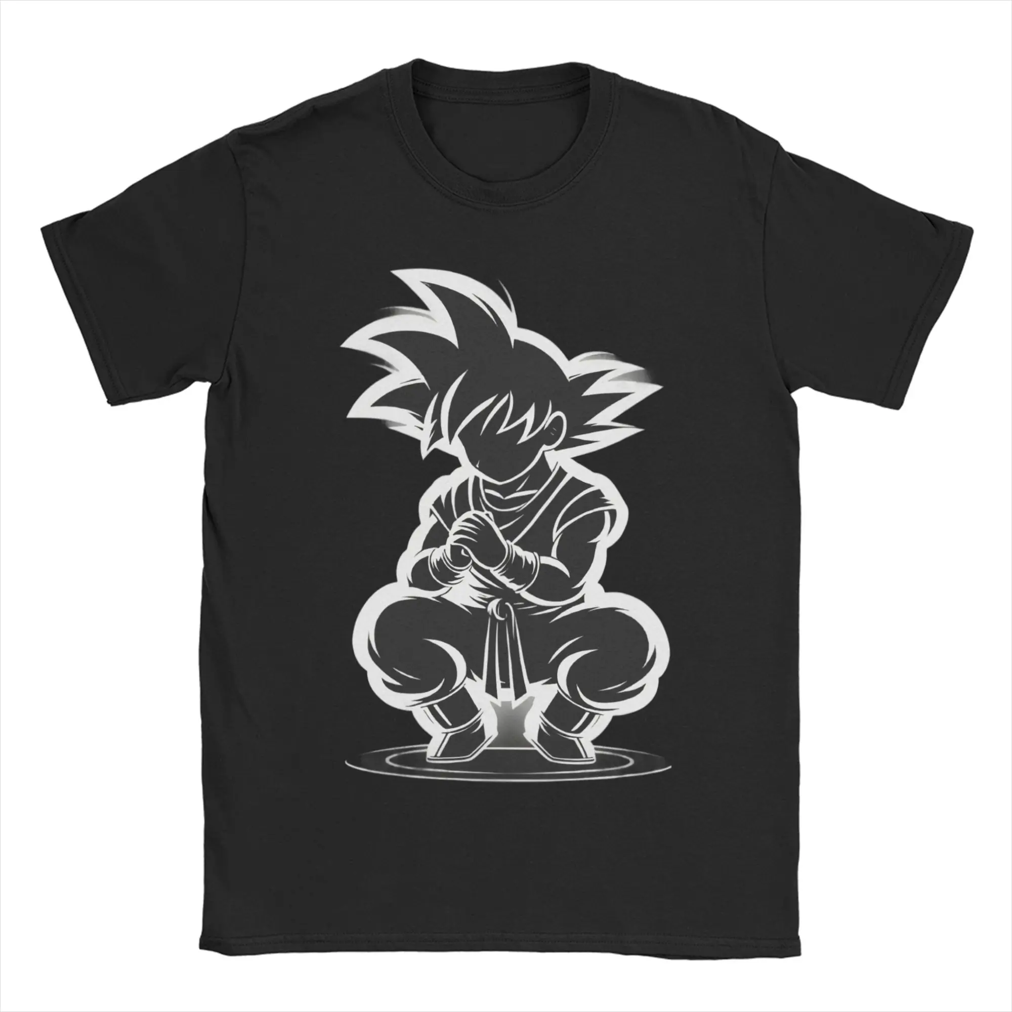 Camisetas masculinas e femininas Dragon Ball Goku's Focused Stance, camiseta de algodão estilosa, manga curta, gola redonda, roupas plus size