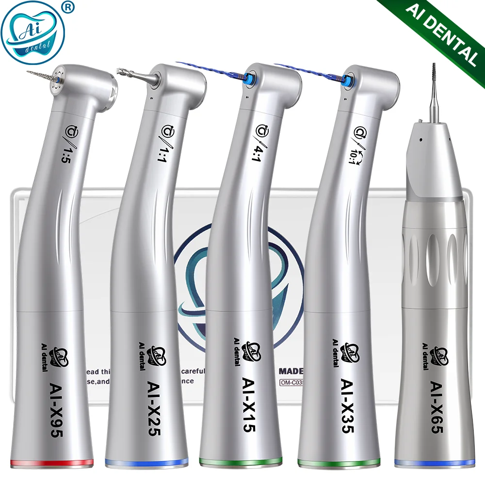 AI-X95/X25/X15/X65 Internal Water Low Speed Contra Angle Handpiece Dental E-Type Air Motor Oral Hygiene Equipment Non-optic