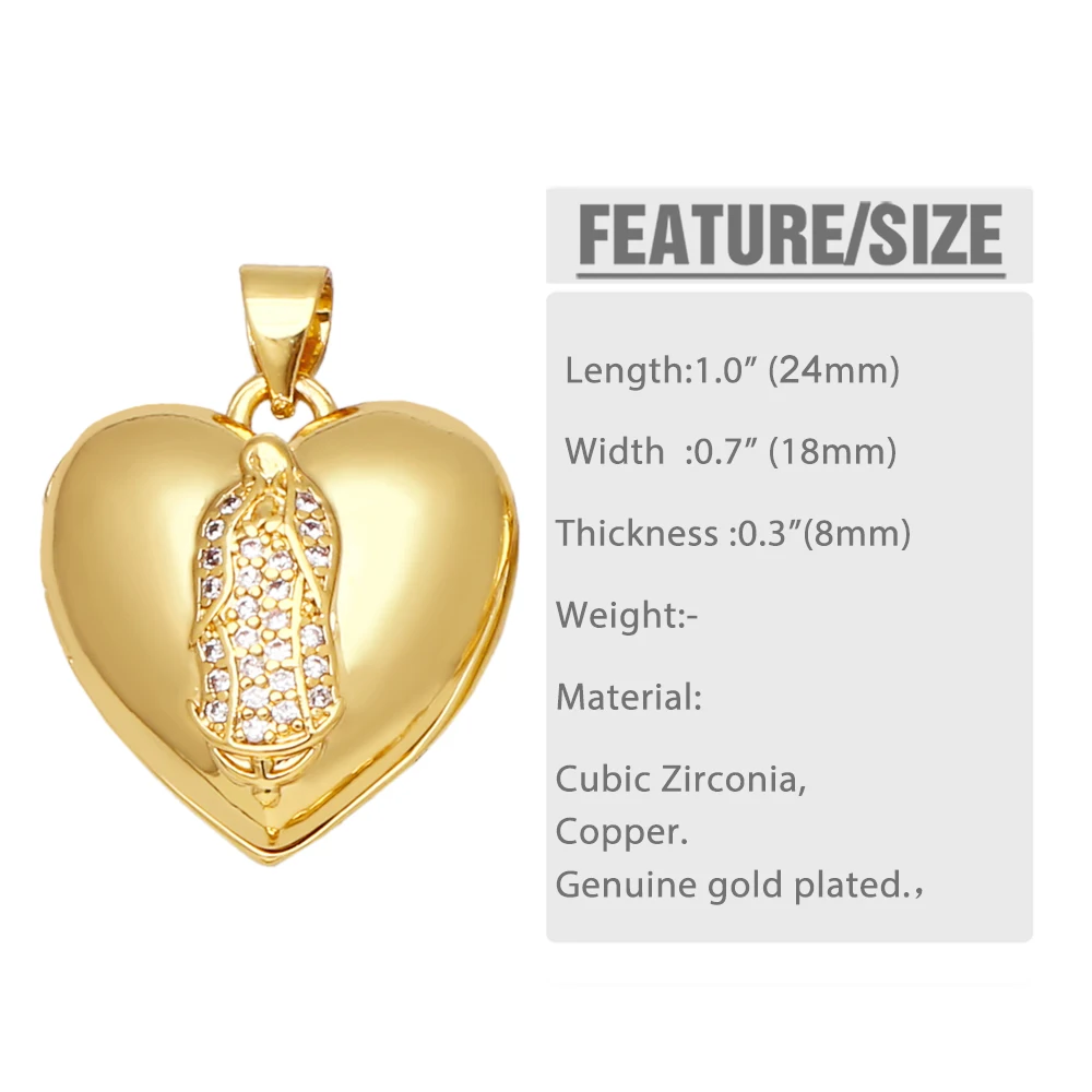 OCESRIO مريم العذراء القلب قلادة قلادة لتقوم بها بنفسك صنع النحاس الذهب مطلي الكلب الطفل قلادة مستلزمات صناعة المجوهرات pdta858