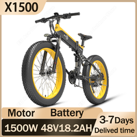 BEZIOR-X1500 Electric Bike 1500W Motor 48V18.2AH Battery Mountain Electric Bicycle 26*4.0 Inch Fat Tire Hydraulic Brake E-bike