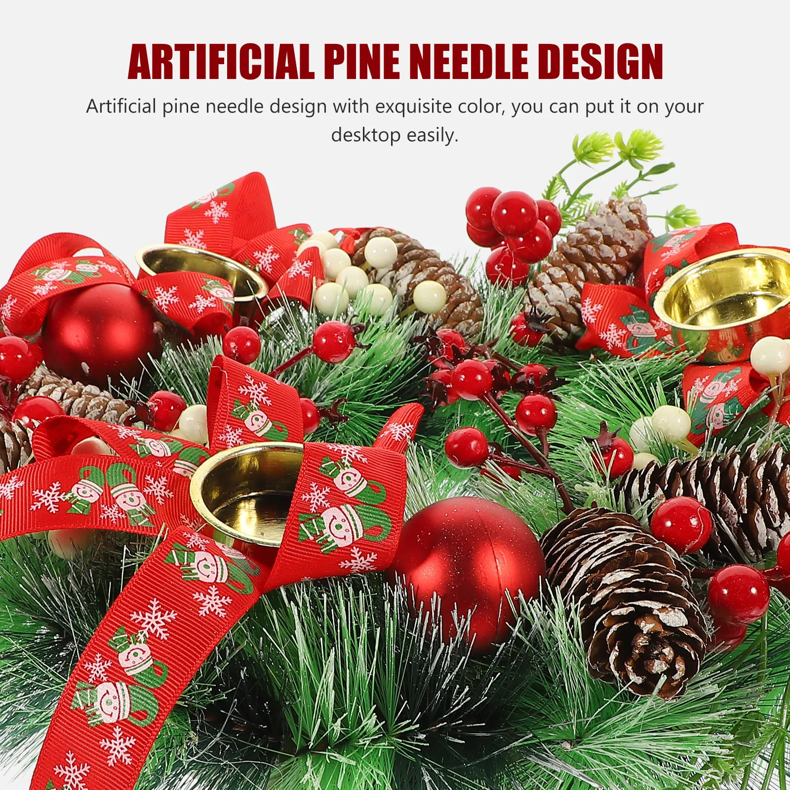 

Christmas C Wreath Red Berry Pine Artificial Table Decor Plastic Material Festive Christmas nament Door Hanging Xmas C
