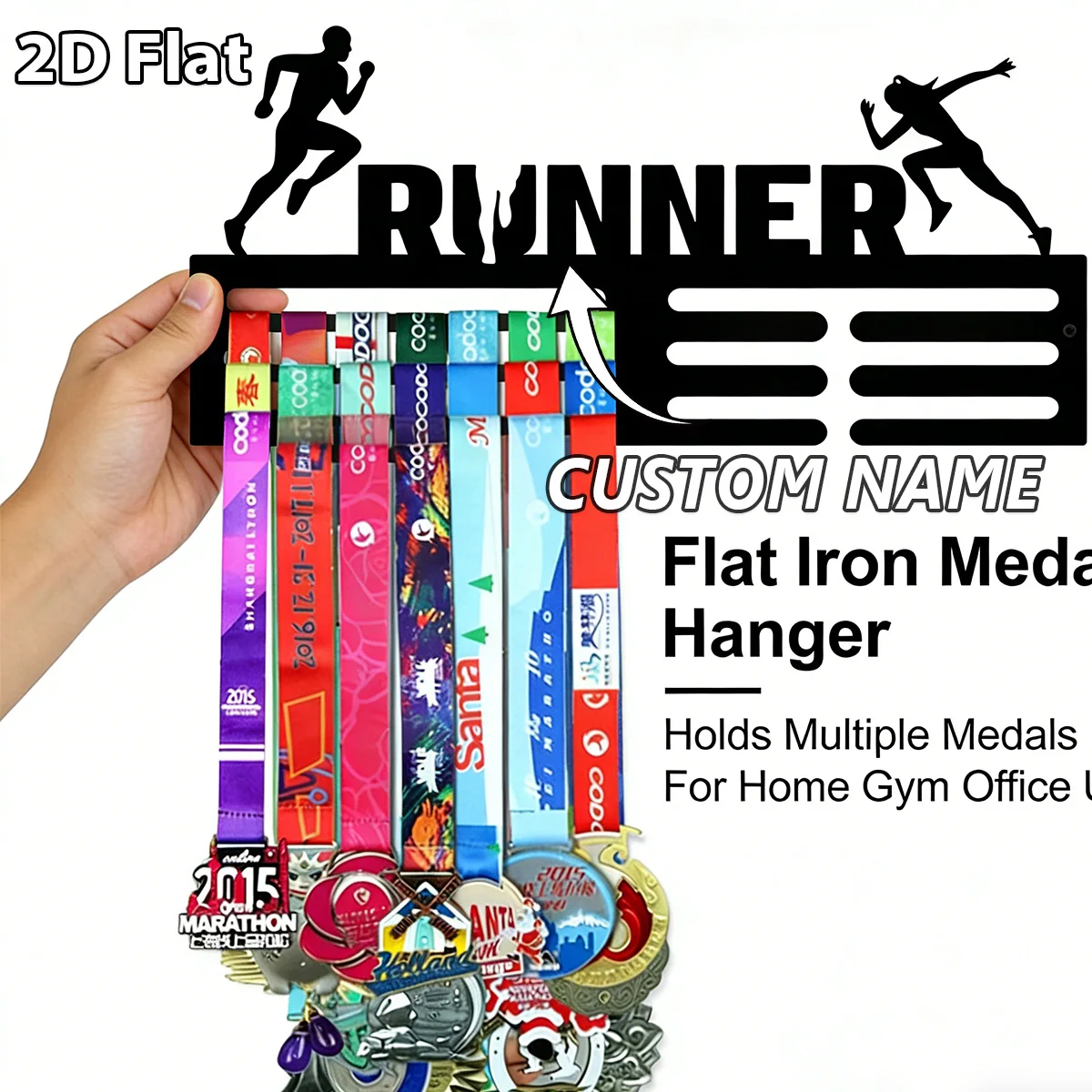 1Pc Custom Running Metal Medal Holder Rack,Hang Metal Wall Art,Home Decor Sports Award rack storage rack,Birthday Gift