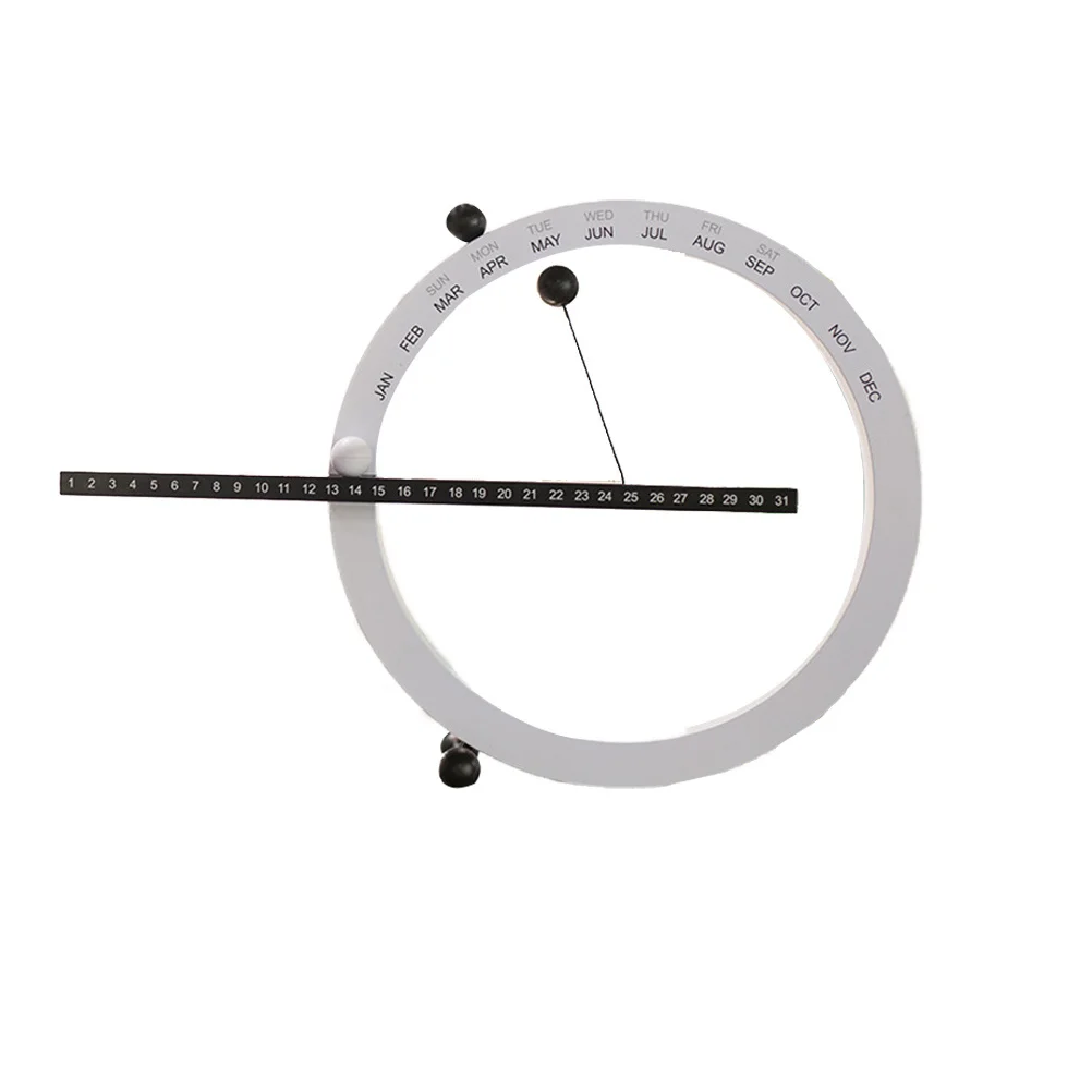 1 قطعة تقويم مكتبي مغناطيسي أسود أبيض ديكور مكتب المنزل الحديث سنة شهر أسبوع الكرة معلقة حلية ل