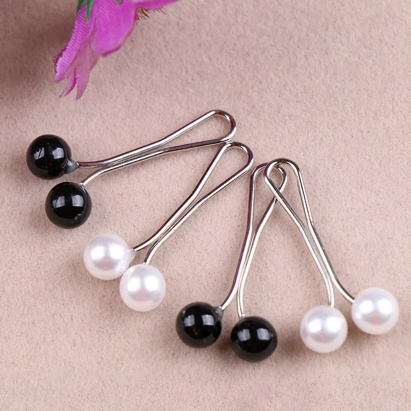 New Arrival U-Shaped Pearl Brooches Pins For Muslim Woman Alloy Scarf Hijab Pins Casual Clip Ladies Plain Accessories 12pcs/Bag