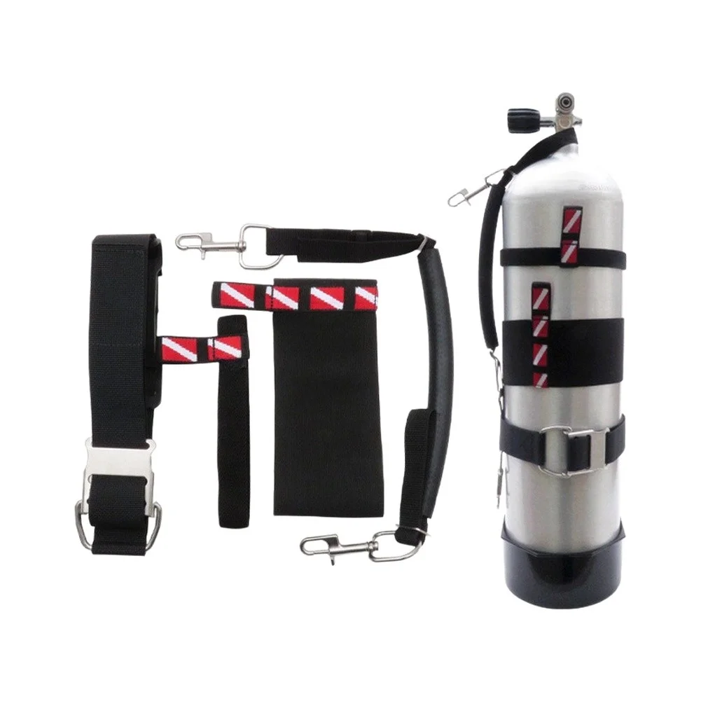 Scuba Sidemount Stage Kit Featuring 316 Stainless Steel Clips and Adjustable Elastic Straps for 11 to 12 Liter Tanks
