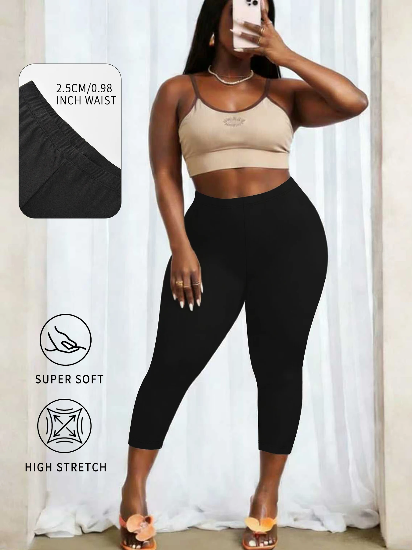 

Plus Size Super Soft Capri Pants for Women No See Through Workout Running Yoga Athletic Leggings