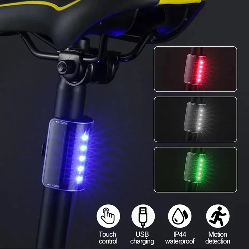 

Smart Bike Tail Light,USB Rechargeable Rear Lights Cycling Safety Accessories,Waterproof Bright Warning Back Bicycle Flashlight