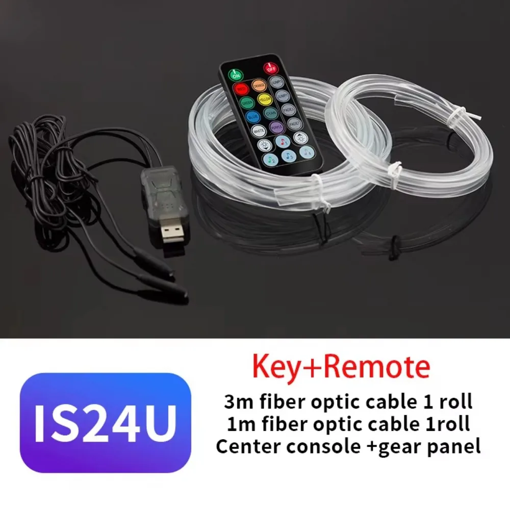 

RGB Color Car Ambient Light Mult Modes Flexible Strip Car Interior Neon Strip with Remote Control Easy To Install