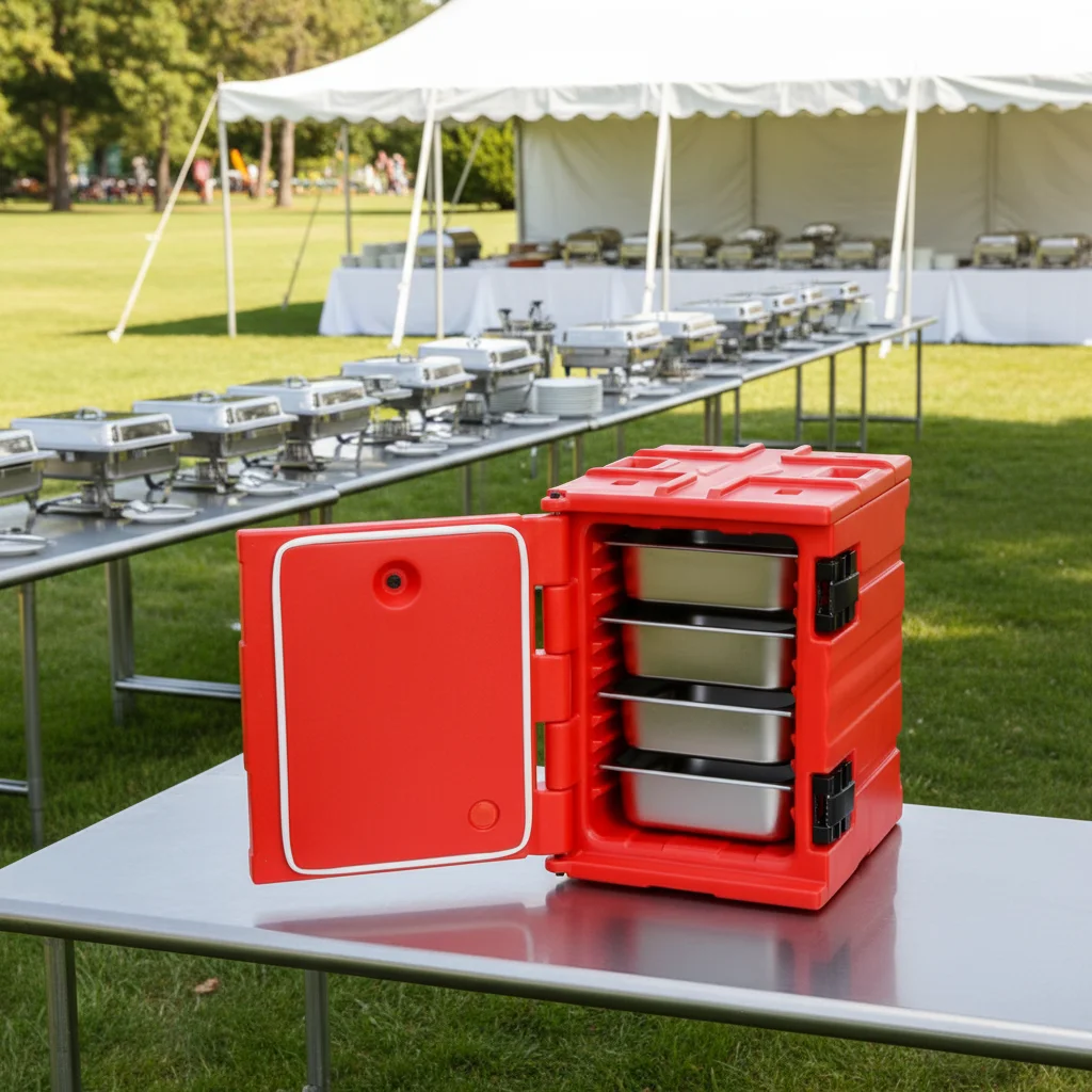 

Коммерческое оборудование: 90-литровый ротоформованный пластиковый изолированный контейнер для еды с поддоном для ресторанов и отелей. Акция!