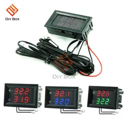 DC 4V-28V Mini Dual Display Digital Thermometer W/ Dual NTC Waterproof Metal Probe Temperature Sensor Tester for Car Room Indoor