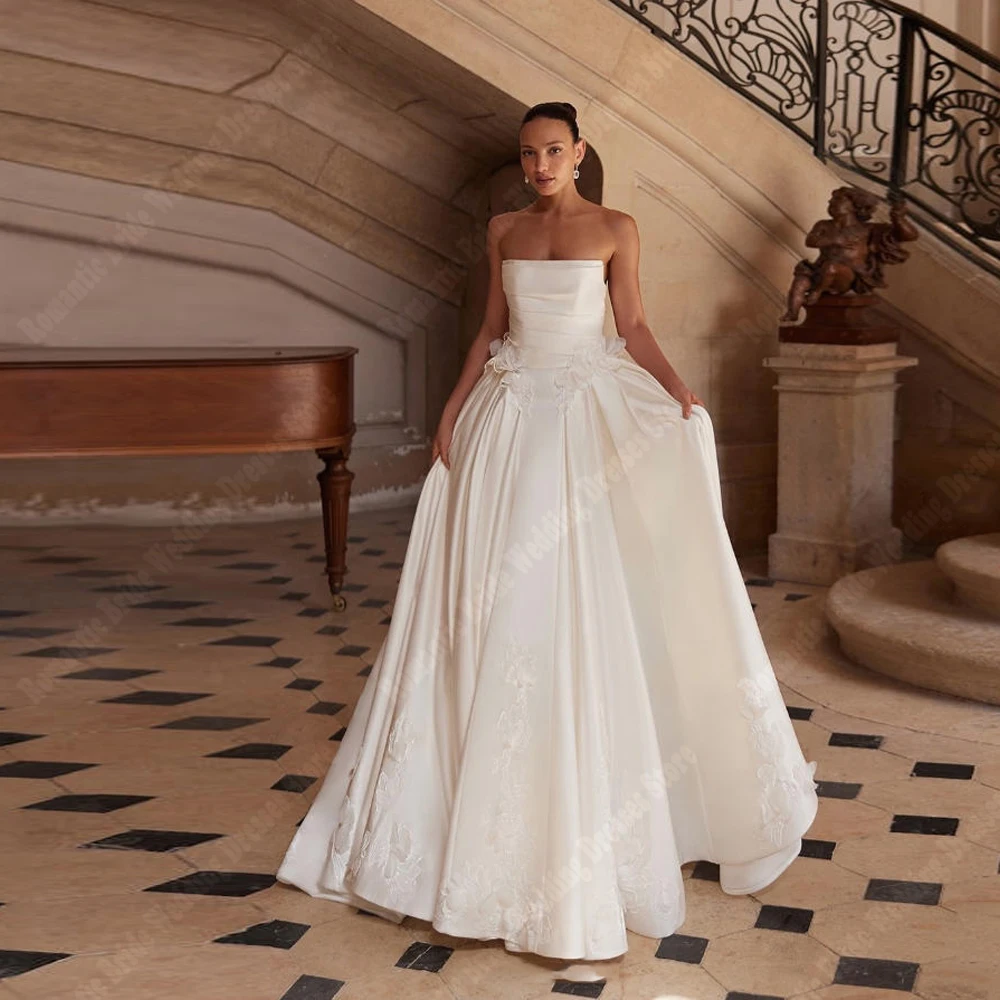 Elegant A-Line Women Wedding Dresses Strapless Sleeveless Princess Customized Bridal Gowns Princess Party Vestidos De Novia 2026