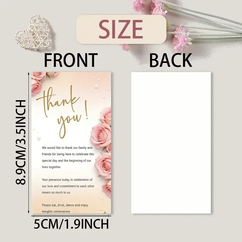 100pcs Wedding Thank-you Cards, Made of High-quality Cardboard Material, As Wedding or Anniversary Gift Cardboard