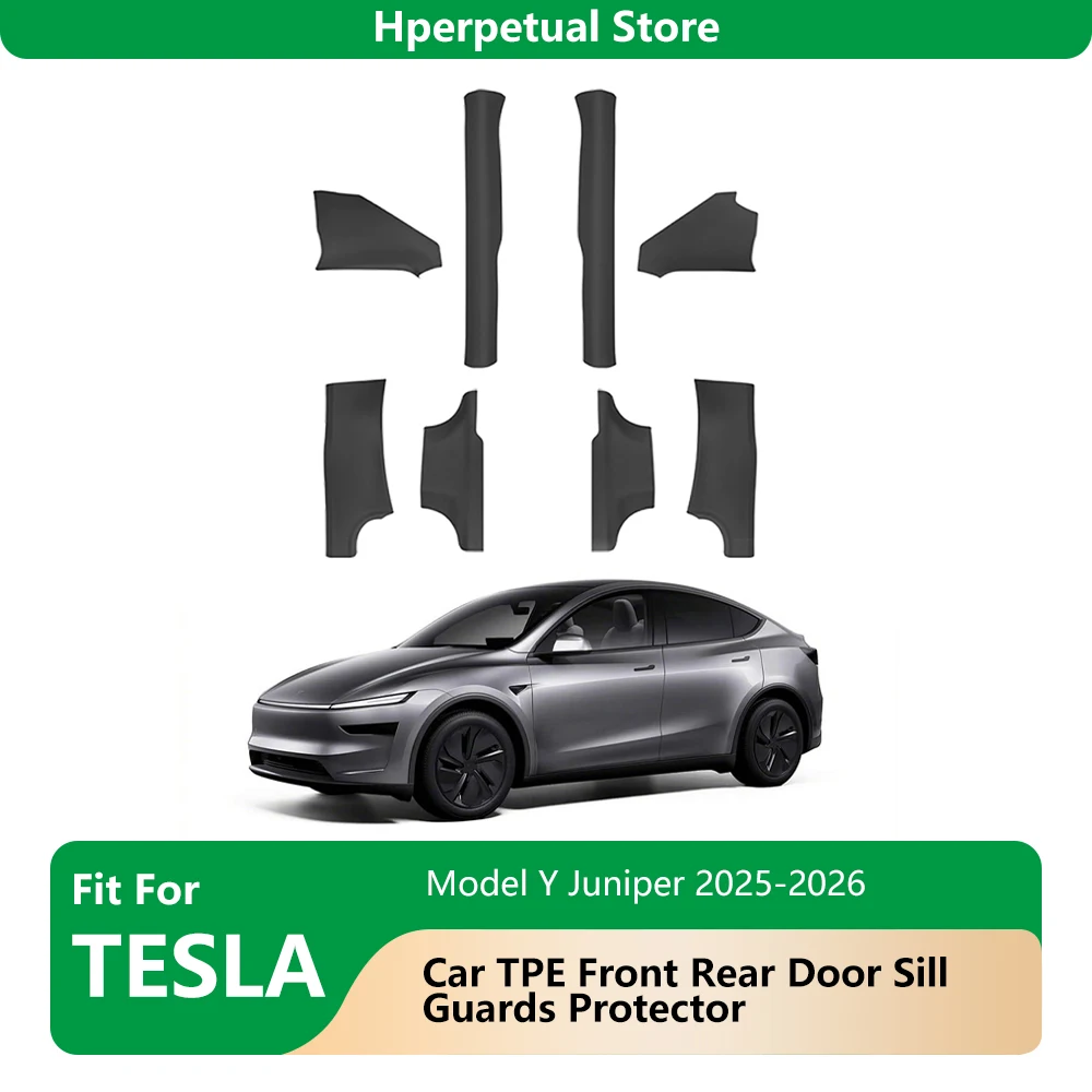 

8PCS Door Sill Protector For Tesla Model Y Juniper 2025 2026 Door Sill Guards Anti-Kick Door Entry Cover Pads Mats Accessories