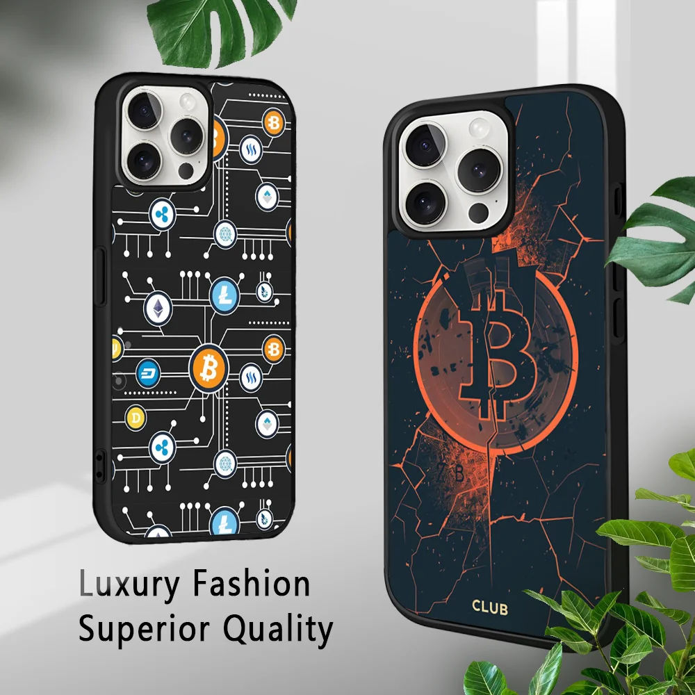 B-Bitcoins Coin Phone Case For iPhone 15 14 13 12 11 Pro Xs Max Mini XR X 7 8 Plus luxury Mirror Hard Funda