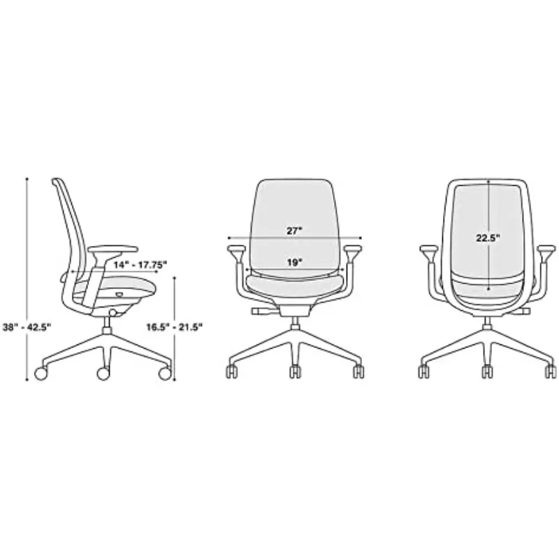 Series 2 Office Chair Ergonomic Work Chair with Wheels for Carpet with Back Support, Weight-Activated Adjustment & Arm