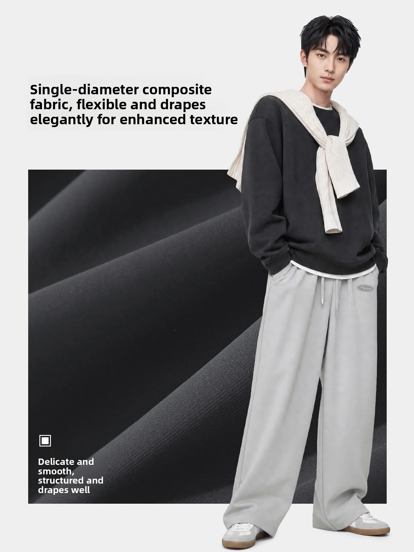 Baleno Men's Casual Loose Fit Sports Sweatpants Autumn Commute Versatile Comfortable Wide Leg Pants Printed Youth Trend