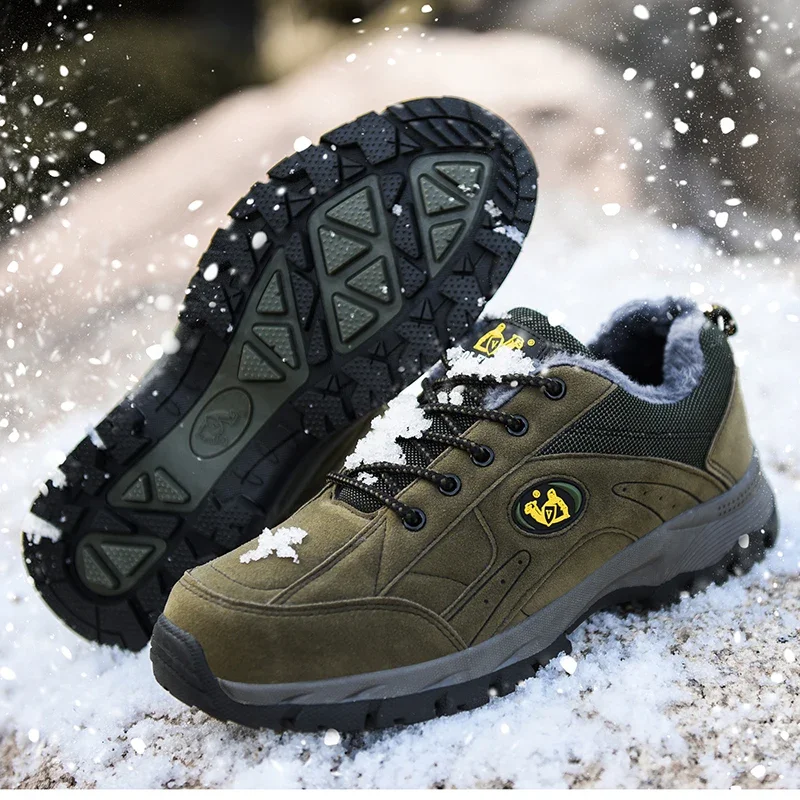 49 Winter Lager Size Outdoor Men Leather Casual Shoes Women Warm Fur Sneakers Lace Up Adult Footwear Plush Spring Summer Walking