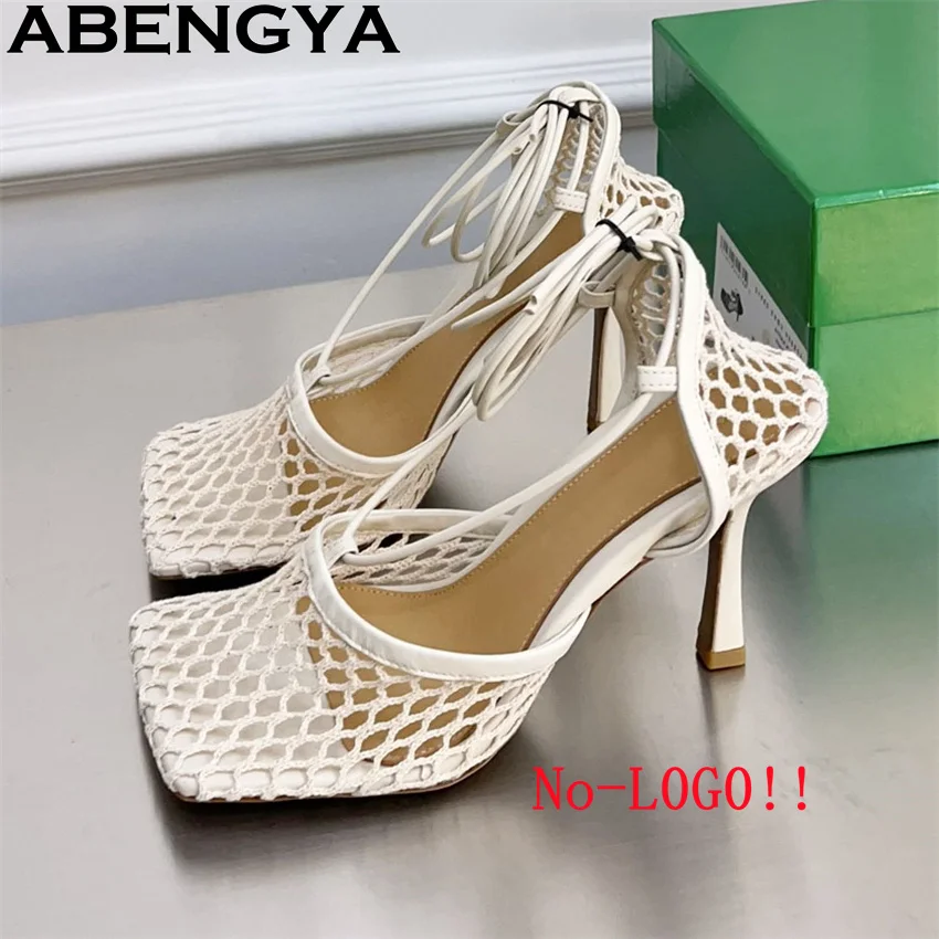 

ABENGYA сандалии на высоком каблуке с квадратным носком, женские сандалии-гладиаторы с ремешком на щиколотке, летняя пикантная обувь для вечеринок, zapatillas de mujer