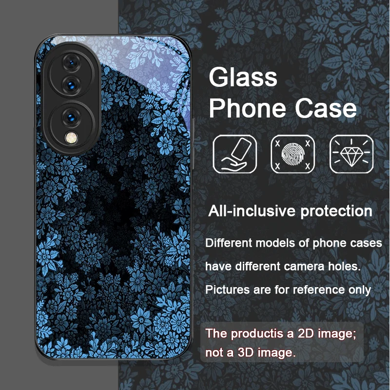 Funda de teléfono de vidrio templado con flores coloridas Retro para Huawei Honor 200 Lite 100 300 Pro 90 GT X8 X9 Magic 7 6 5 Pro fundas florales
