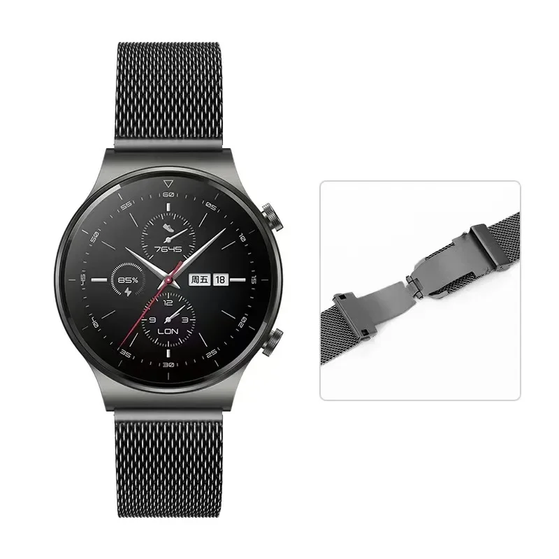 Huawei Watch Gt2金属製ミラネーゼストラップ,スマートウォッチgtr 4,gts 4,バタフライバックル,Samsung Galaxy Watch 3, 4, 5,6,20mm, 22mm