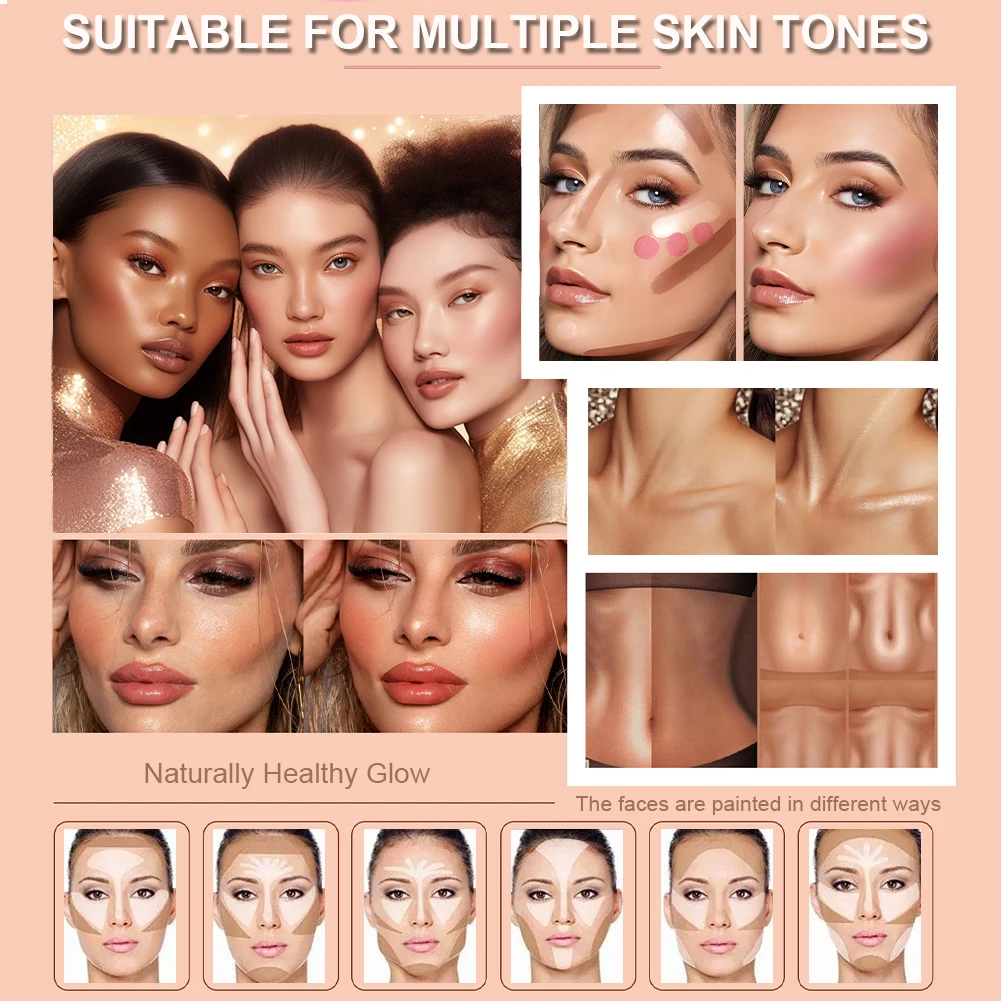 6 色シマーウォーターライトハイライタースティックブラッシュスティックメイクアップフェイスボディイルミネーター化粧品顔輪郭明るくメイクアップ