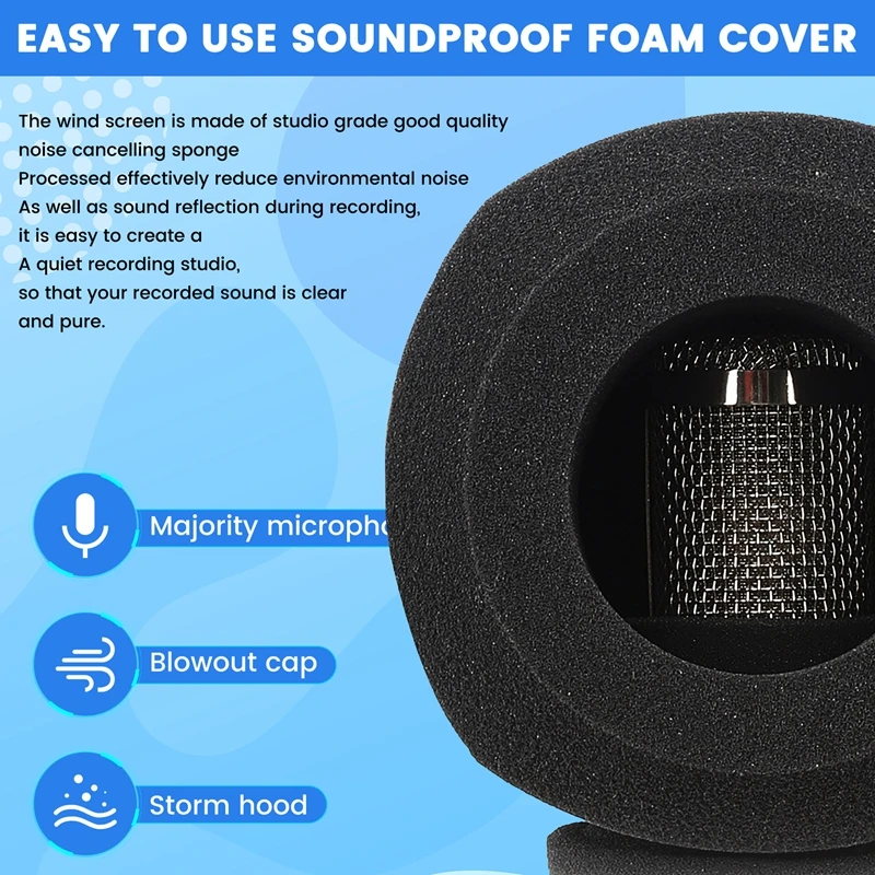 BNVN-Microphone Wind -Filter Shield Acoustic لاستوديوهات التسجيلات وميكروفون ممتص للصوت