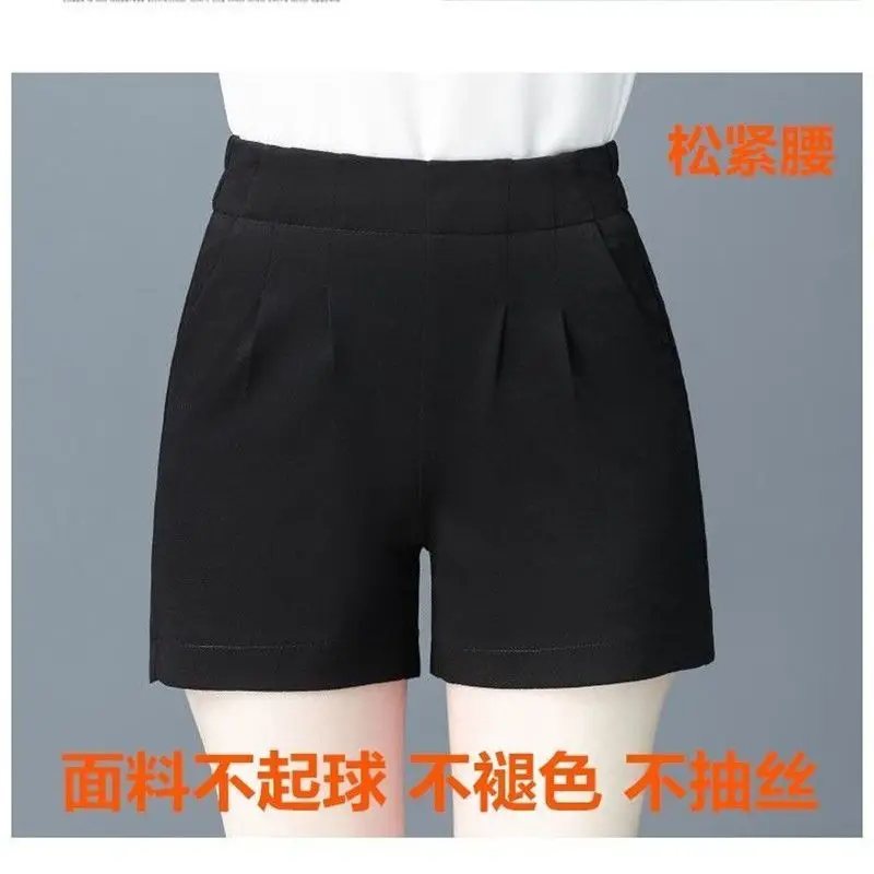 Street Casual Thin Shorts Summer New High Waist Black All-match Plus Size Loose Wide Leg Pants Vintage Fashion Women Clothing