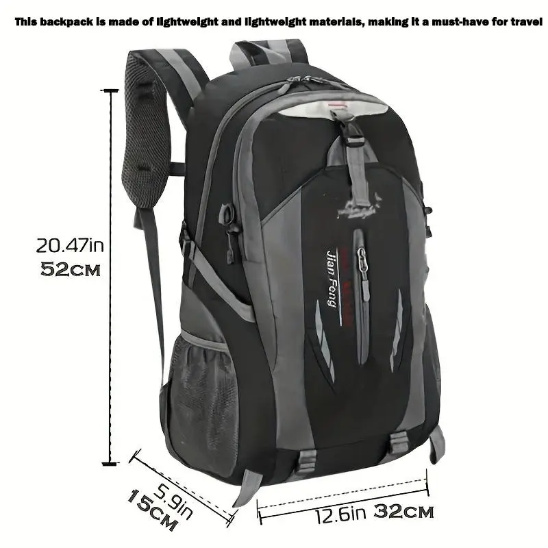 40L 대용량 배낭 노트북 가방 내구성 야외 스포츠 하이킹 캠핑 배낭 여행 가방 여행