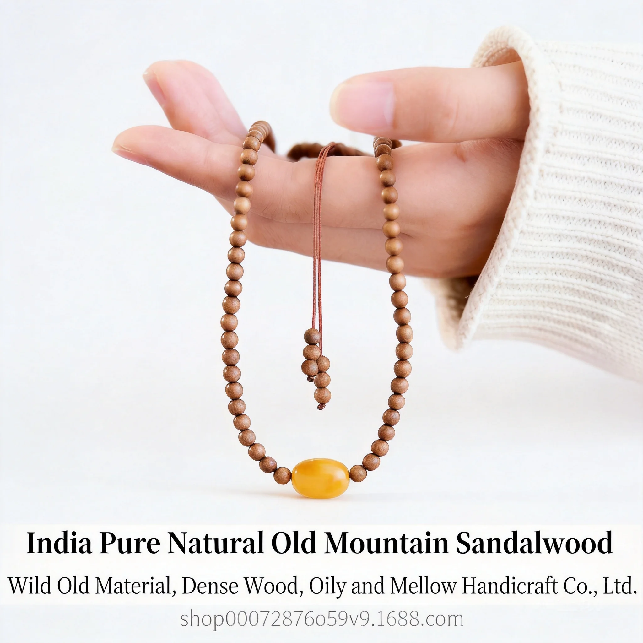 Chinese Style Lucky Blessing Multi Use Natural Indian Sandalwood 4mm Beaded Necklace Prayer Bead Good Fortune Attracting Vintage
