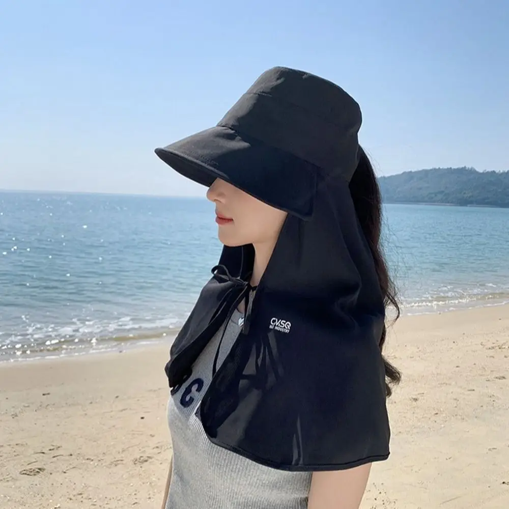 

Foldable Wide Brim Shawl Fisherman Hat UV Anti Sunscreen Mountaineering Hat Ponytail Cap Visors Hiking Bucket Hat Camping