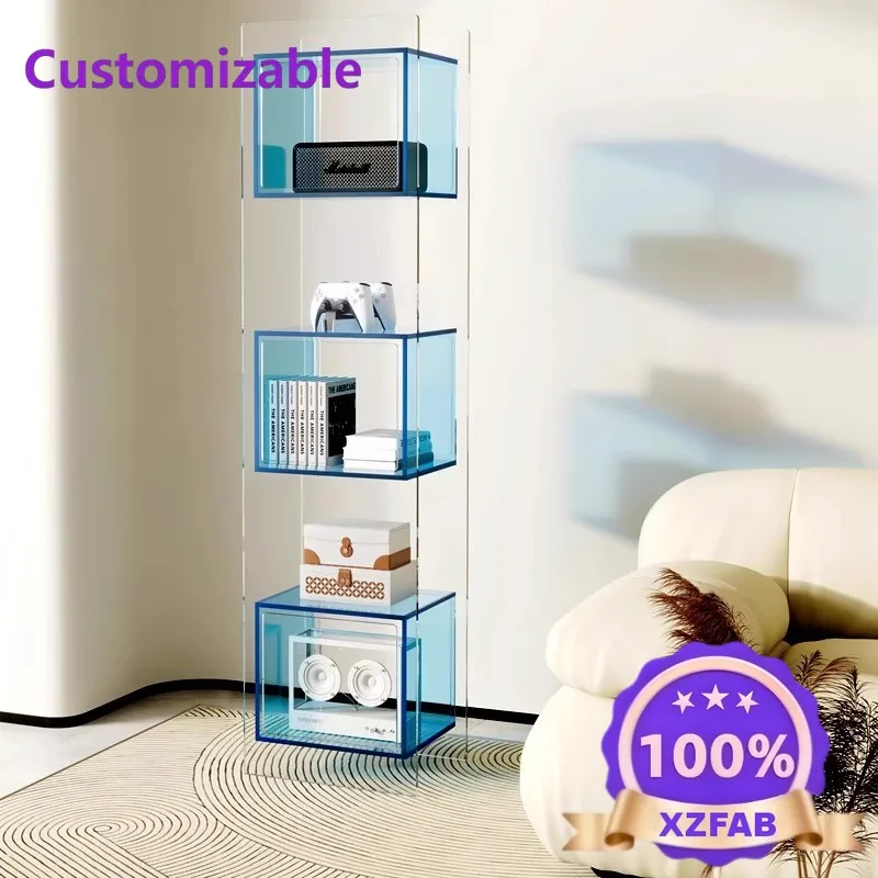 Factory Direct 2026 Minimal acrylic storage bookshelf Small apartment living room storage display shelf
